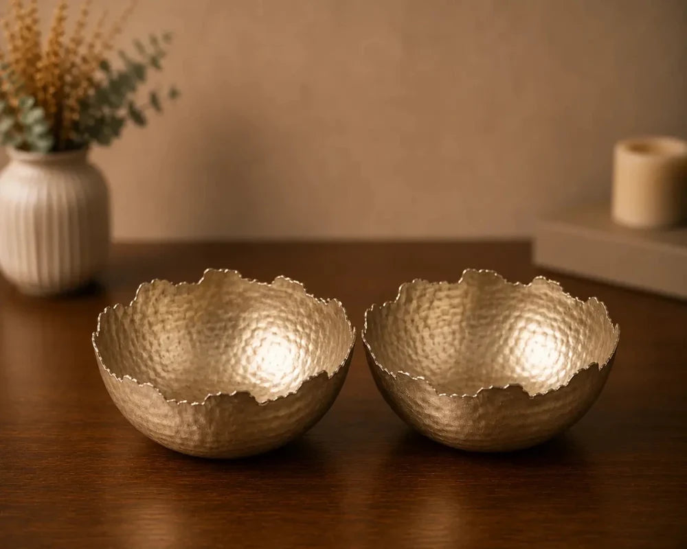 ROYALSTUFFS Gift Packing / Decorative Bowl / Candle Holder Hammered Bowl – 4 inches Gold (160 Gram)