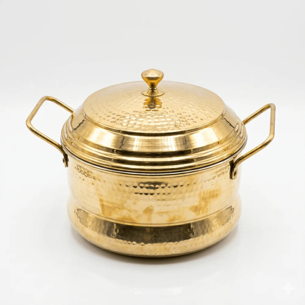 RoyalStuffs Handmade Brass Idli Maker with Pure Tin Coating (Kalai) – Medium Size Traditional Steamer