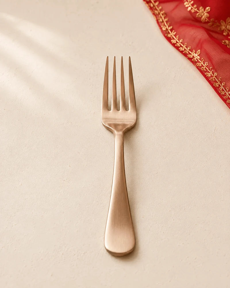 RoyalStuffs Handmade Pure Kansa Fork – 5.8 Inch Traditional Bronze Dining Fork