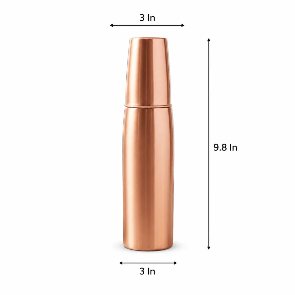 Premium Pure Copper Water Bottle (1L) with Glass Cap – Luxury Ayurvedic Drinkware