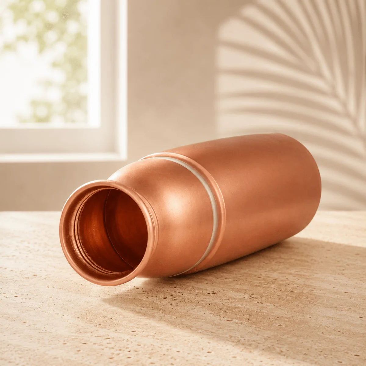 Premium Pure Copper Water Bottle (1L) with Glass Cap – Luxury Ayurvedic Drinkware