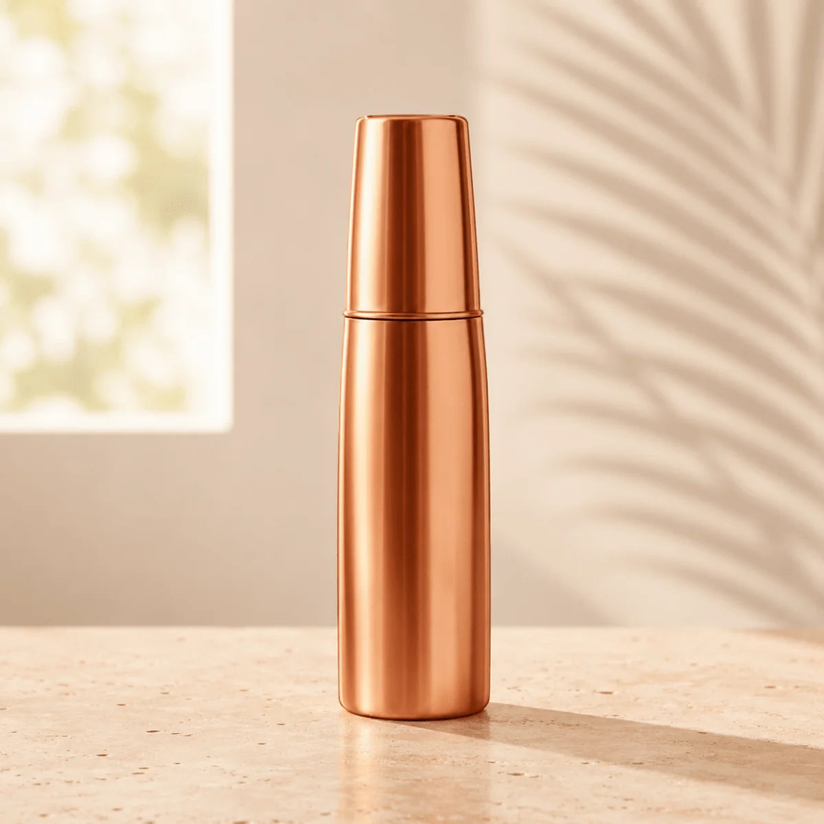 Premium Pure Copper Water Bottle (1L) with Glass Cap – Luxury Ayurvedic Drinkware