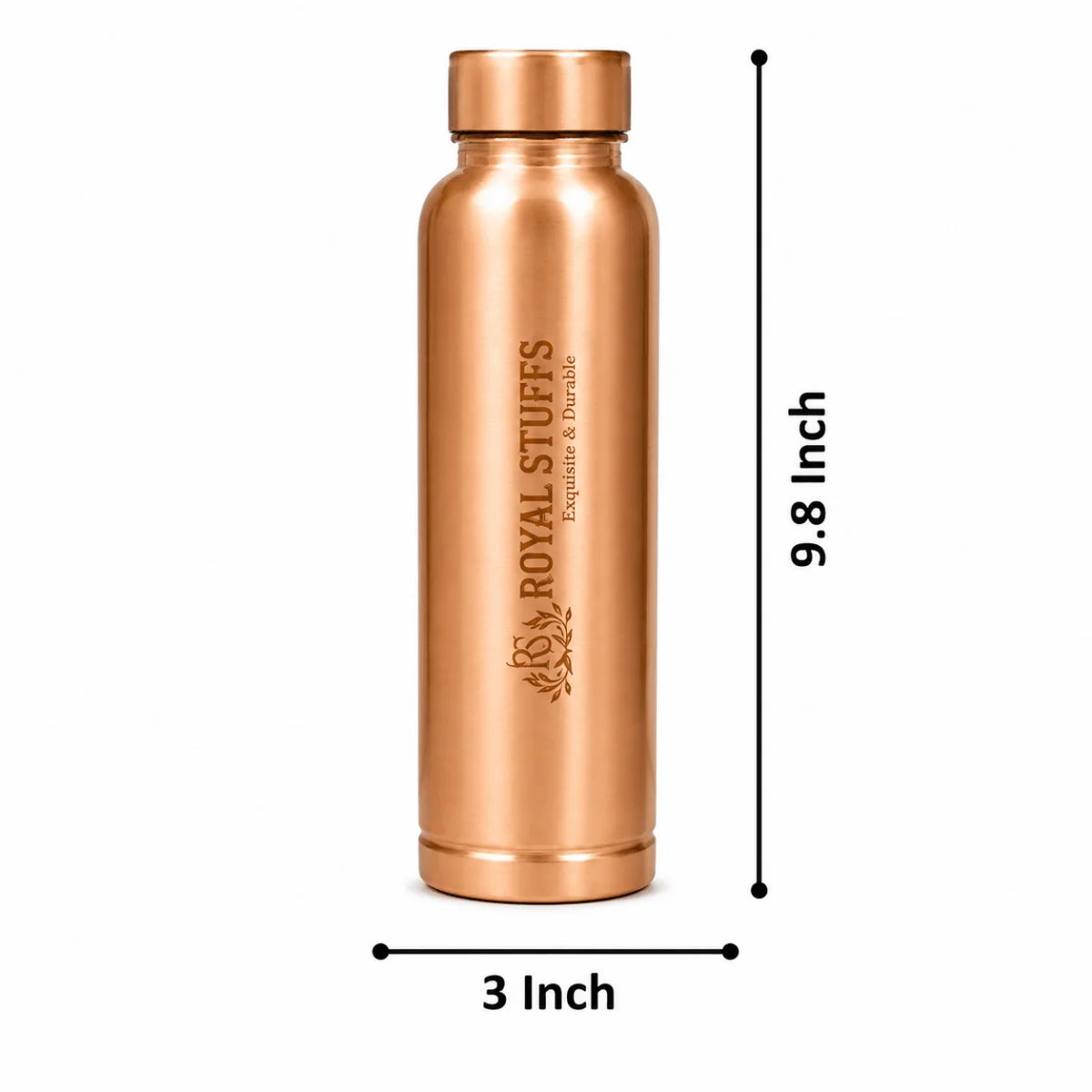 RoyalStuffs Pure Copper Water Dispenser Set – Hammered 8 Liter Copper Storage Tank with 2 Tumblers & 1 Bottle