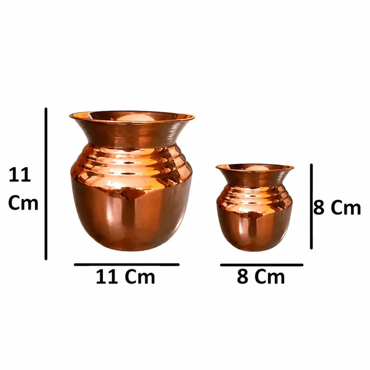 Set of 2 Pure Copper Lota Kalash – Handcrafted Copper Kalash Set for Drinking Water & Pooja