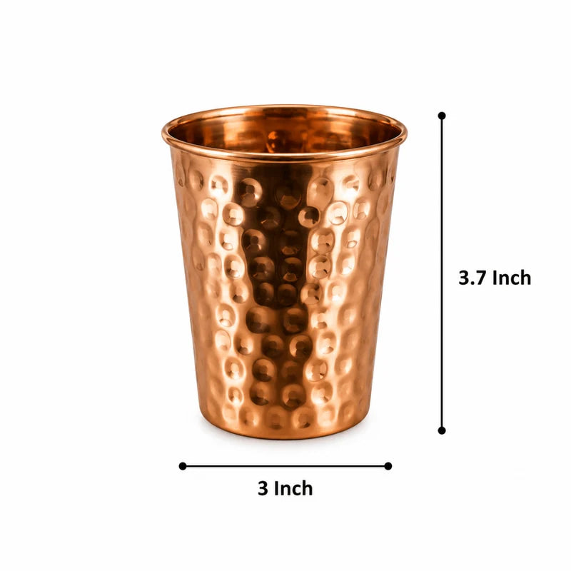 RoyalStuffs Tower Shape Copper Water Bottle Set – 2 Copper Bottles with 2 Hammered Tumblers (750 ML)