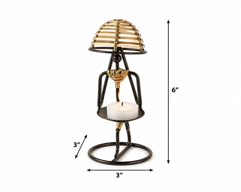 ROYALSTUFFS Umbrella Lady Tealight Holders (Set of 2)