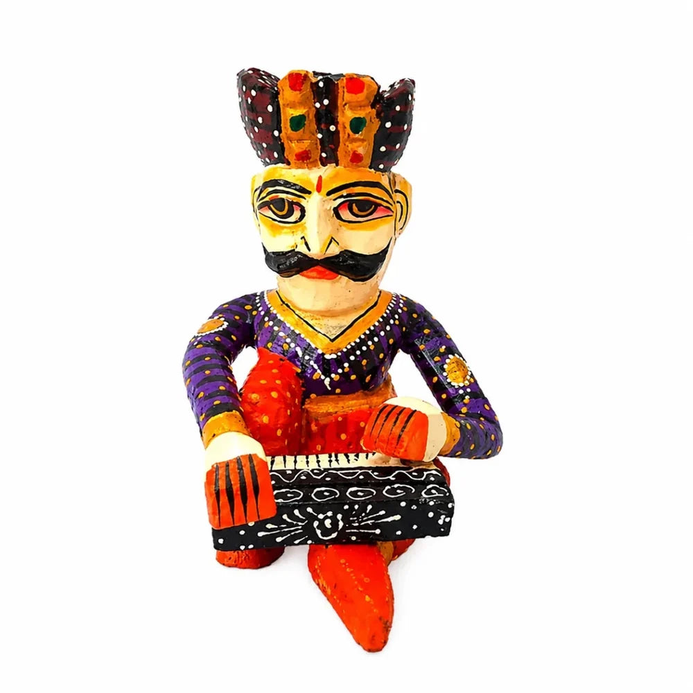 Set of 5 Royal Rajasthani Musician Wooden Showpiece - For Table & Home Decor - 6 Inch