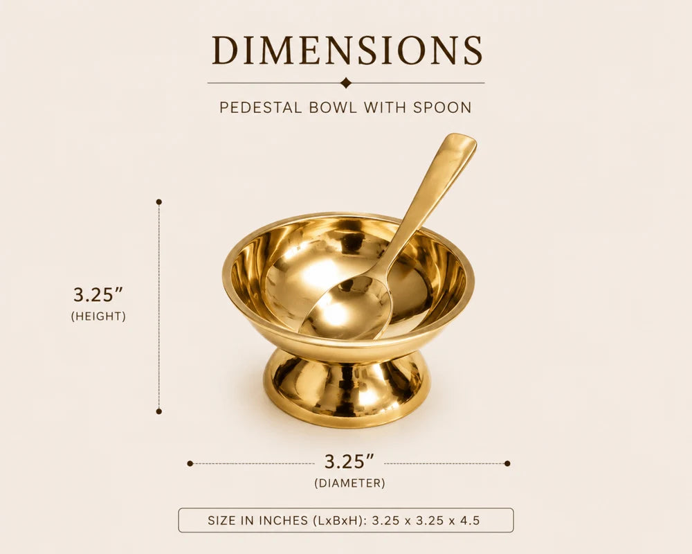 Shine Finish Handmade Pure Kansa Ice Cream Cup with Spoon | Set of 2 | Premium Bronze Dessert Bowl