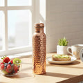 Hammered Pure Copper Water Bottle 950ml – Handcrafted Premium Drinkware