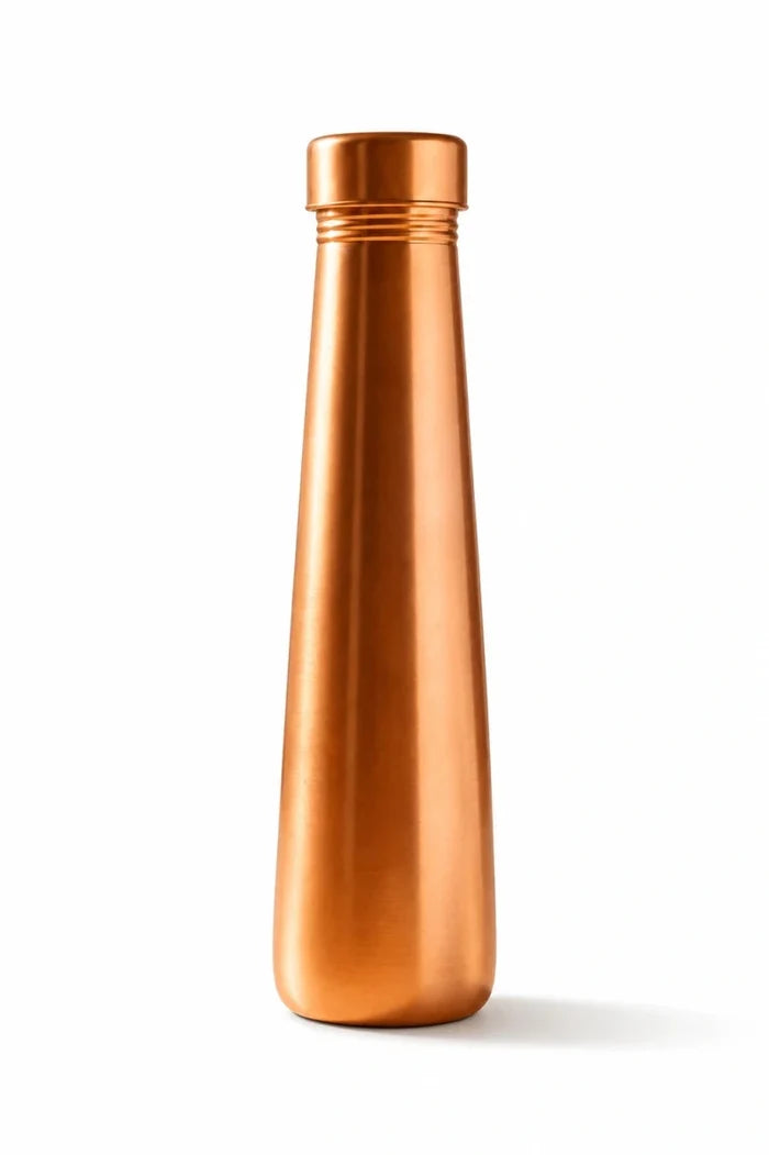 RoyalStuffs Tower Plain Shine Pure Copper Water Bottle – 700 ML Leak-Proof Copper Bottle