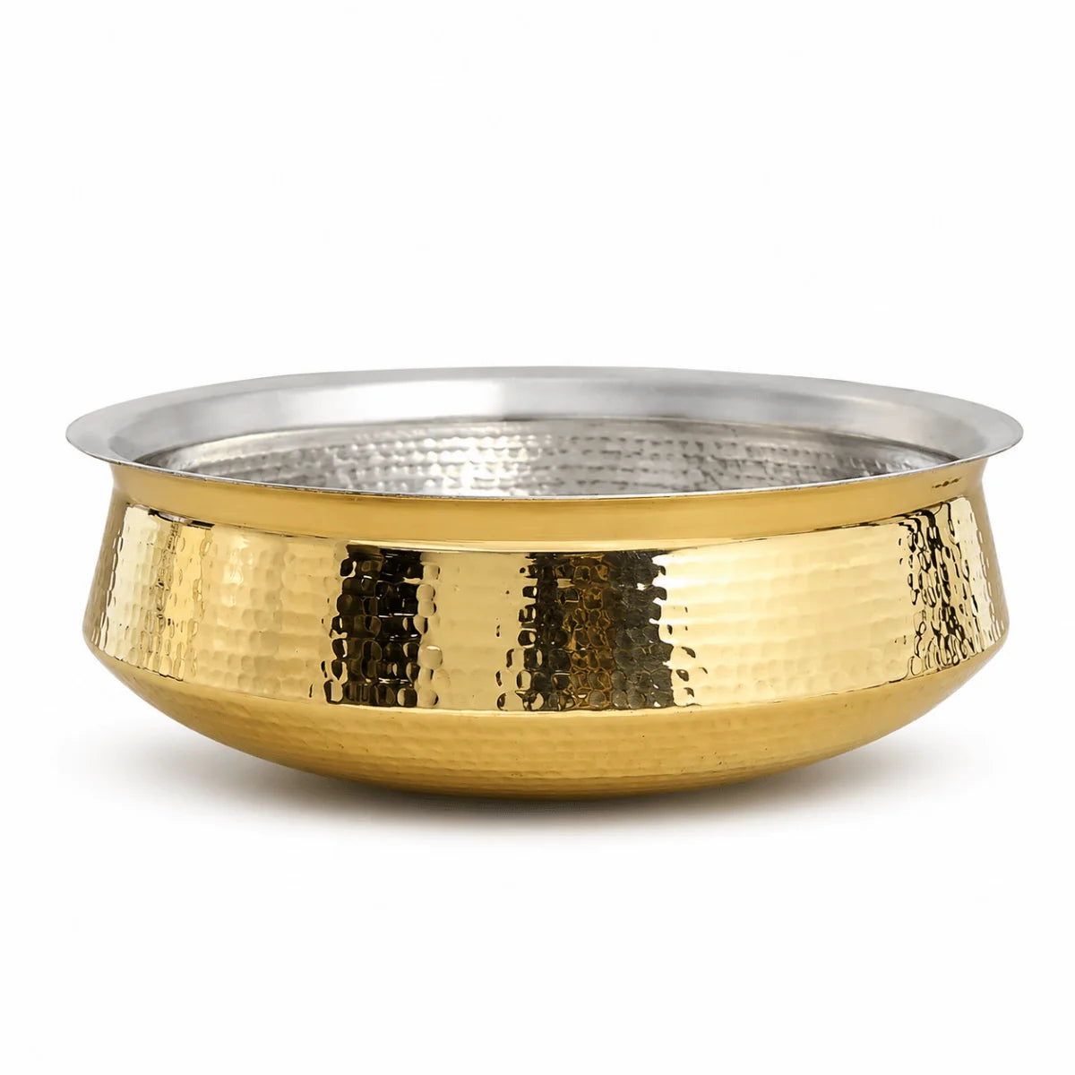RoyalStuffs Handcrafted Hammered Brass Lagaan with Pure Tin Coating – Traditional Heavy Cooking Vessel (5 Size Options)