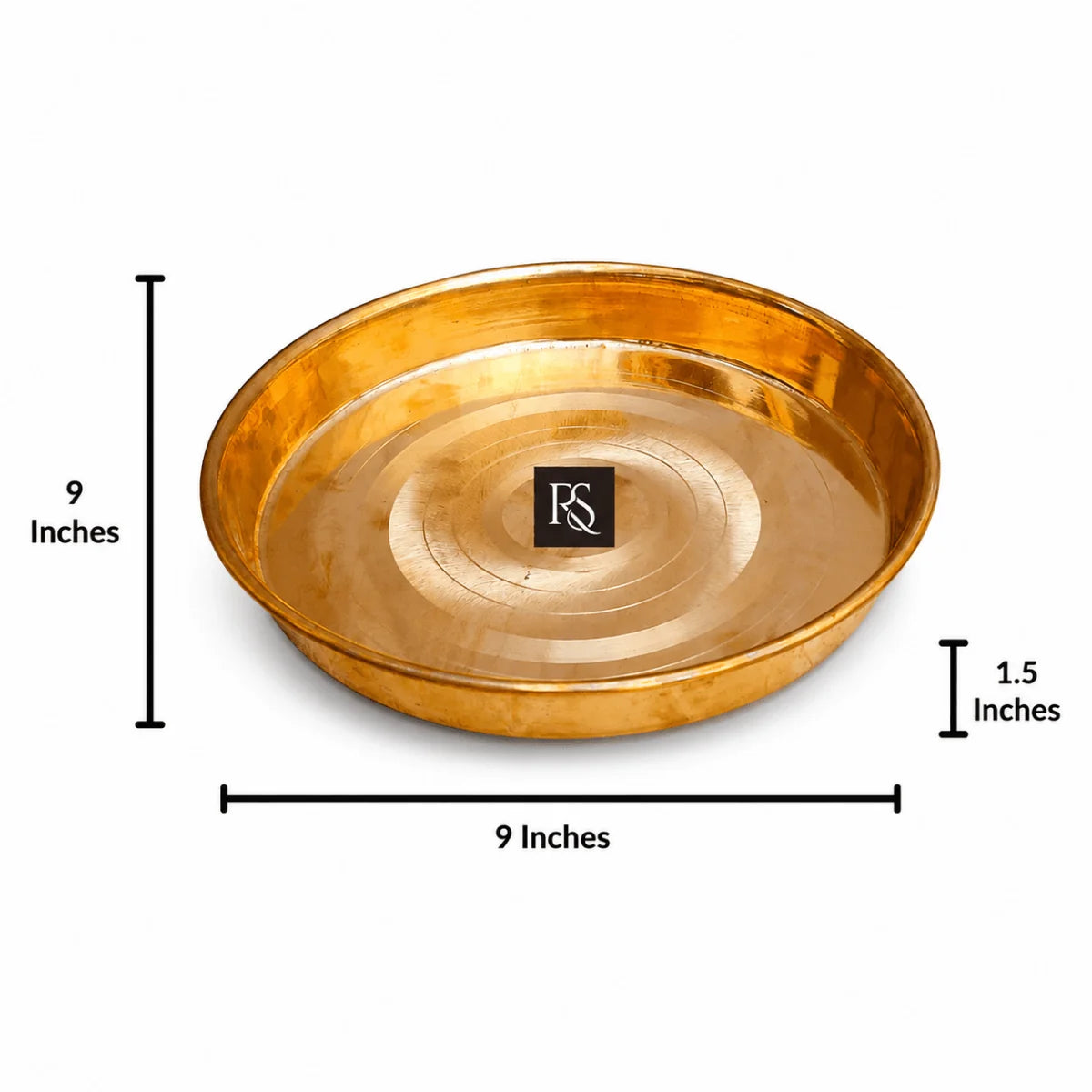 Traditional Design Pure Copper Plate with Circular Ring Design - 9-inch Diameter