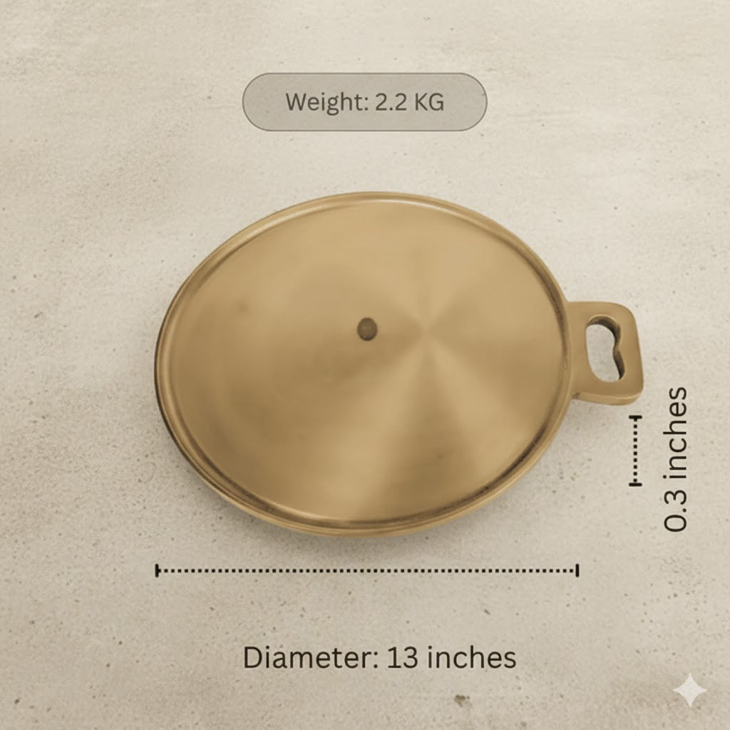 11.5' Bronze Dosa Tawa - Seasoned, Flat Bottom, Ready to Use