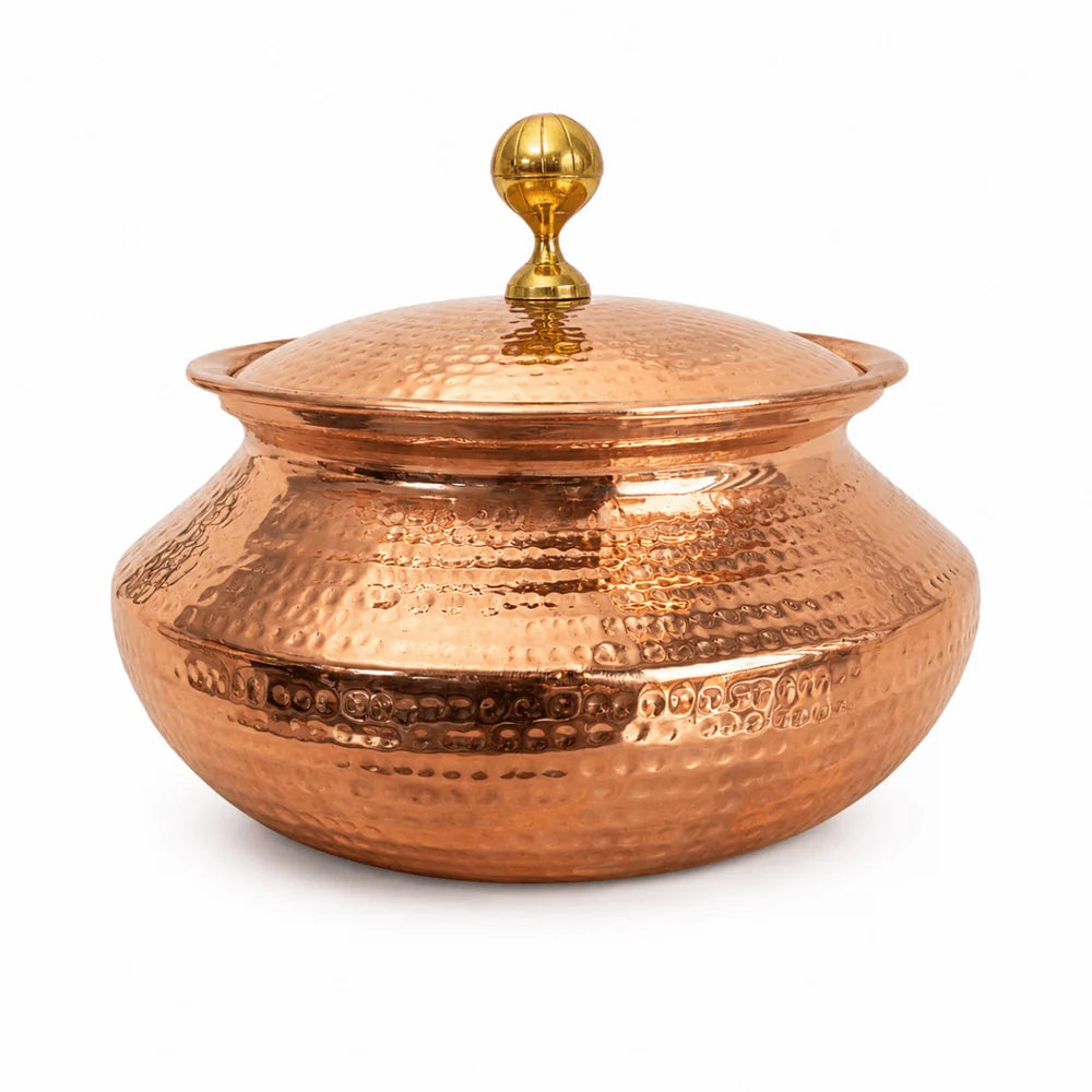 very heavy Pure Copper Handi / Degchi with Lid – 15L (15000ml) | Tin Lining Inside | Heavy-Duty Cookware & Serveware for Home, Hotel & Restaurants