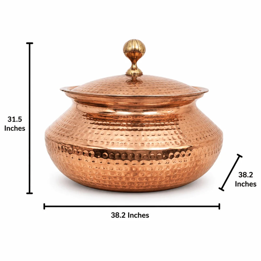 very heavy Pure Copper Handi / Degchi with Lid – 15L (15000ml) | Tin Lining Inside | Heavy-Duty Cookware & Serveware for Home, Hotel & Restaurants