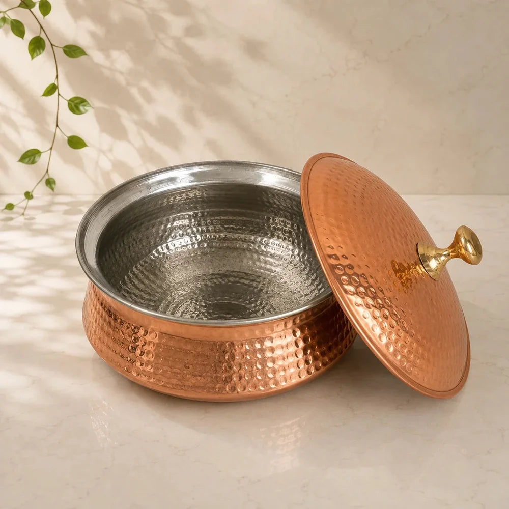 very heavy Pure Copper Handi / Degchi with Lid – 15L (15000ml) | Tin Lining Inside | Heavy-Duty Cookware & Serveware for Home, Hotel & Restaurants