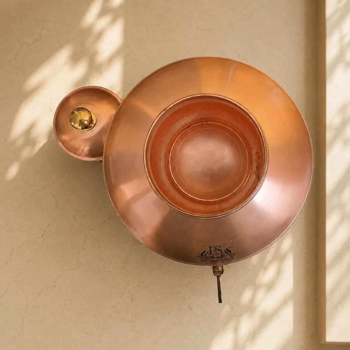 RoyalStuffs 100% Pure Copper 5 Litre Matka with Brass Tap Hand Hammered Handcrafted Copper Water Dispenser