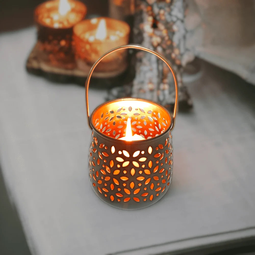 Wall Hanging Metal T-Light Candle Holder Lantern for Home Decor