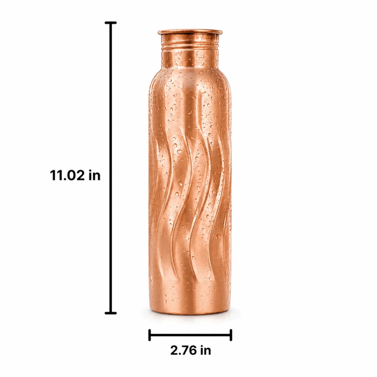 RoyalStuffs Wavy Designer Pure Copper Water Bottle – 1 Litre Modern Copper Hydration Bottle